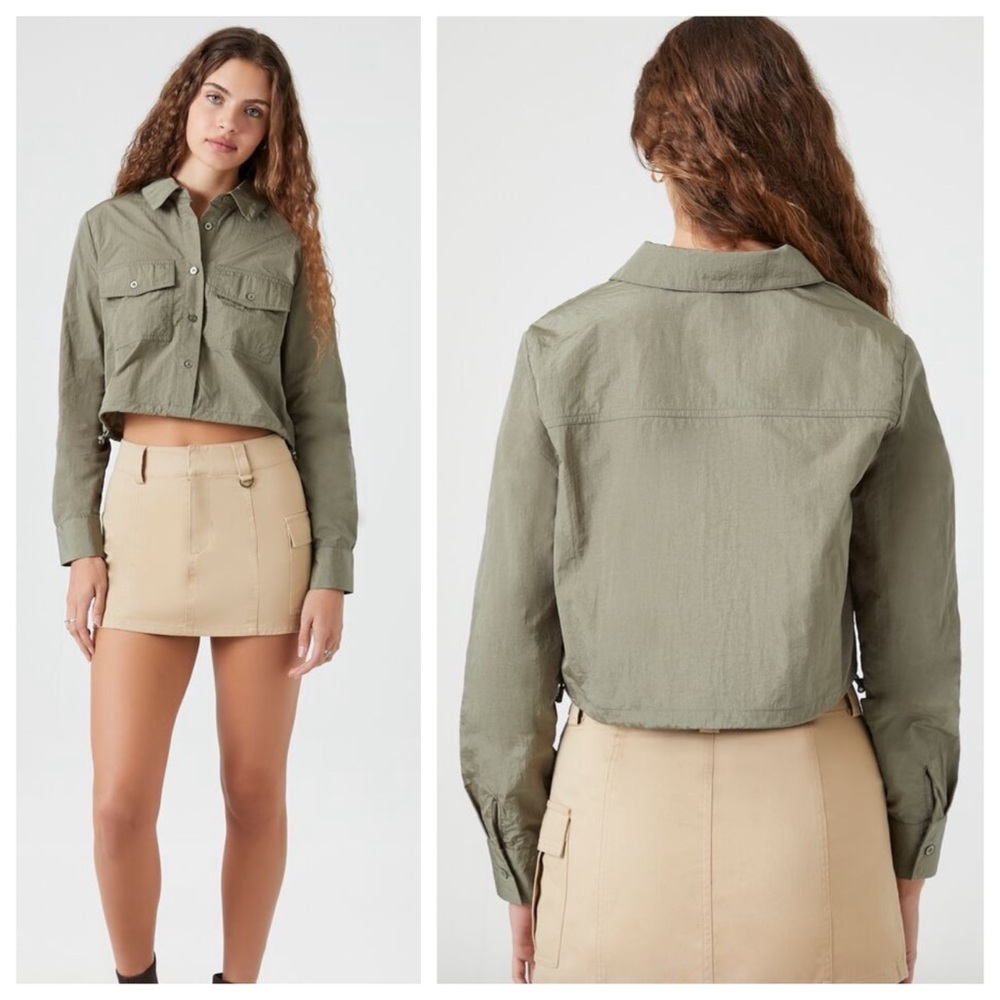 Forever 21 Olive Green Women's Cropped Top - Small